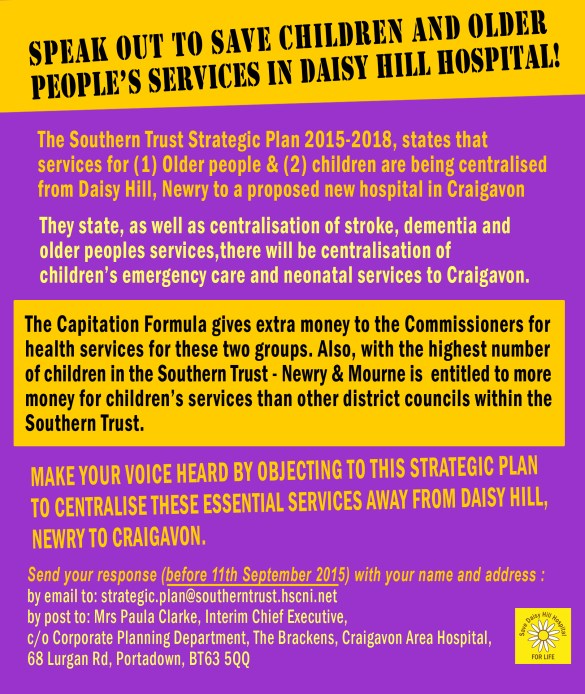 peak out for childrens and older peoples services at Daisy Hill