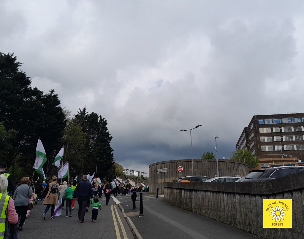 The people of Newry & Mourne LGD and surrounding areas show their support at the Save our Emergency Surgery March to Daisy Hill Acute Hospital, Newry on April 2023